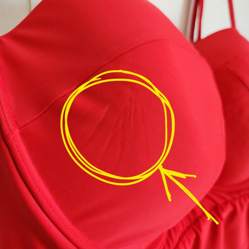 Cacique Bandeau Tankini Womens Size 40F Red Padded Swimwear Underwire Plus *Flaw - Picture 3 of 13